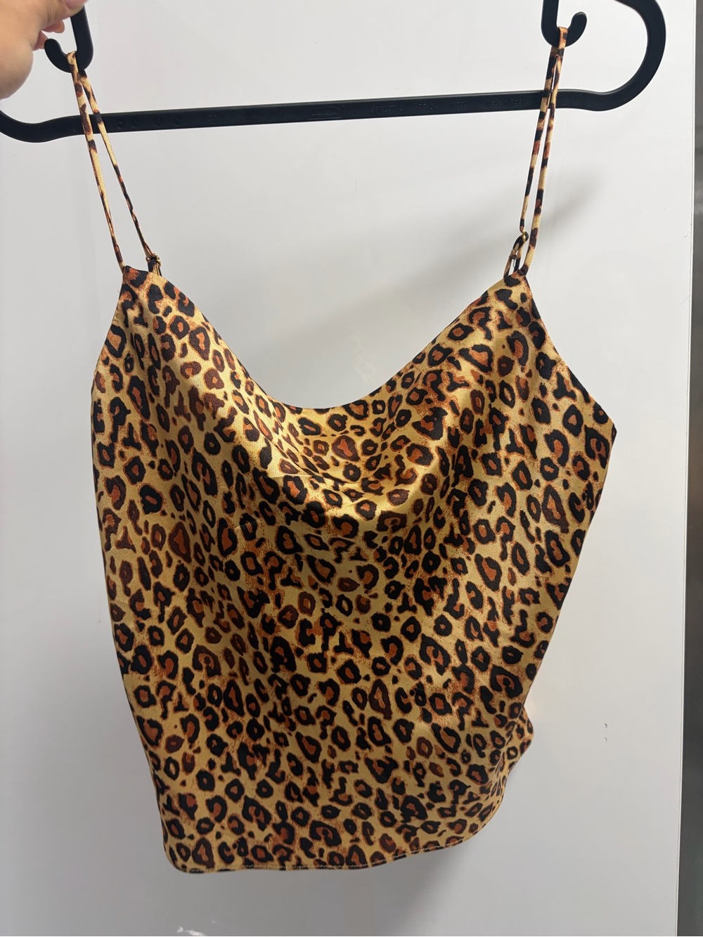 Zara Leopard Print Satin Cami in Gold and Brown